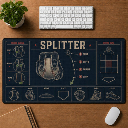Splitter Baseball Blueprint Desk Mat | 5To9Vibe