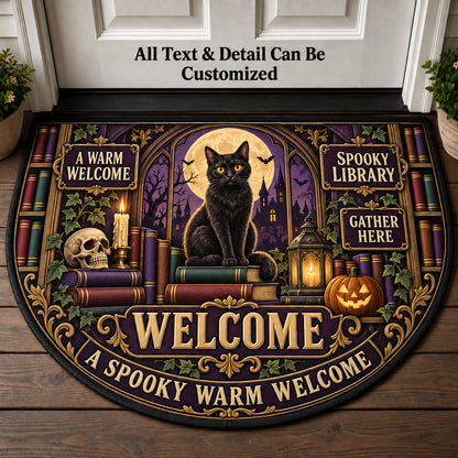 Spooky Library Personalized Half Round Mat | 5To9Vibe