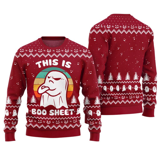 Spooky This Is Boo Sheet Ugly Halloween Sweater Red