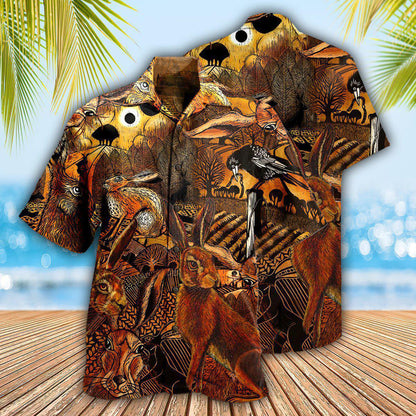 Animals Spooky Hares On The Fields - Hawaiian Shirt 