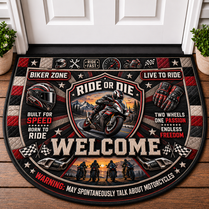 Motorcycle Garage Welcome Mat - Custom Built Biker Workshop Doormat - 5to9vibe