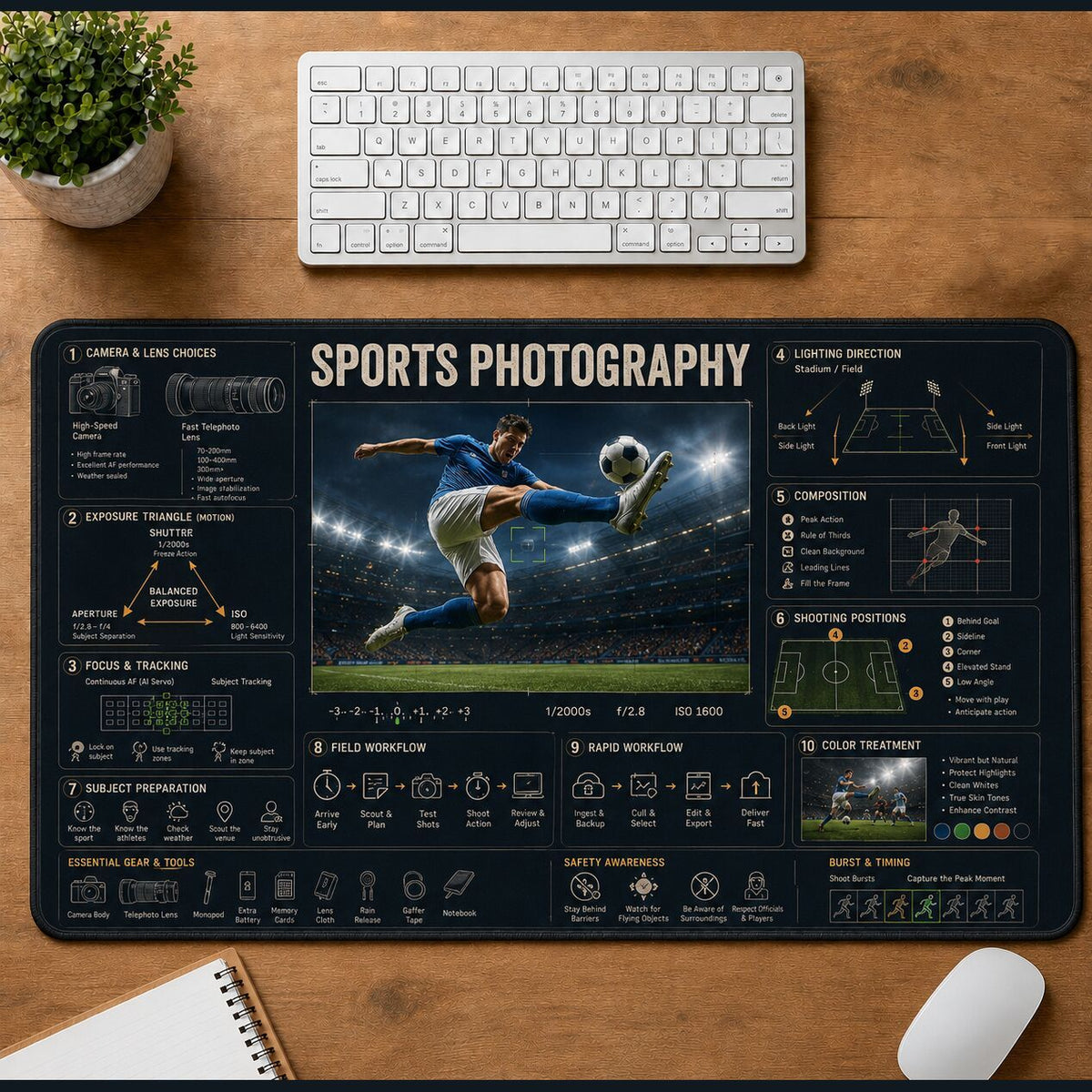 Sports Photography Creative Reference Guide Desk Mat | 5To9Vibe