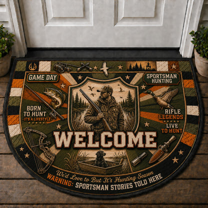 Sportsman Hunting Outdoor Adventures Quilted Print Premium Welcome Mat – Personalized Doormat