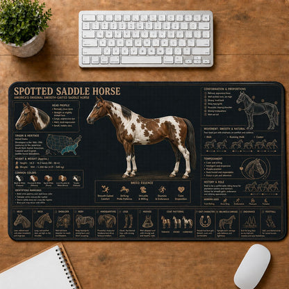 Spotted Saddle Horse Horse and Equestrian Visual Guide Desk Mat | 5To9Vibe