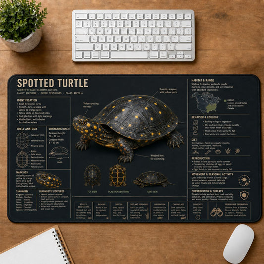 Spotted Turtle Turtle and Tortoise Species Guide Desk Mat | 5To9Vibe