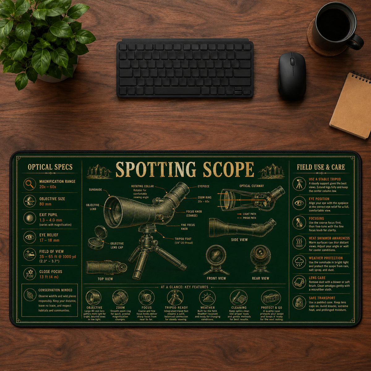 Spotting Scope Desk Mat Mouse Pad | 5To9Vibe