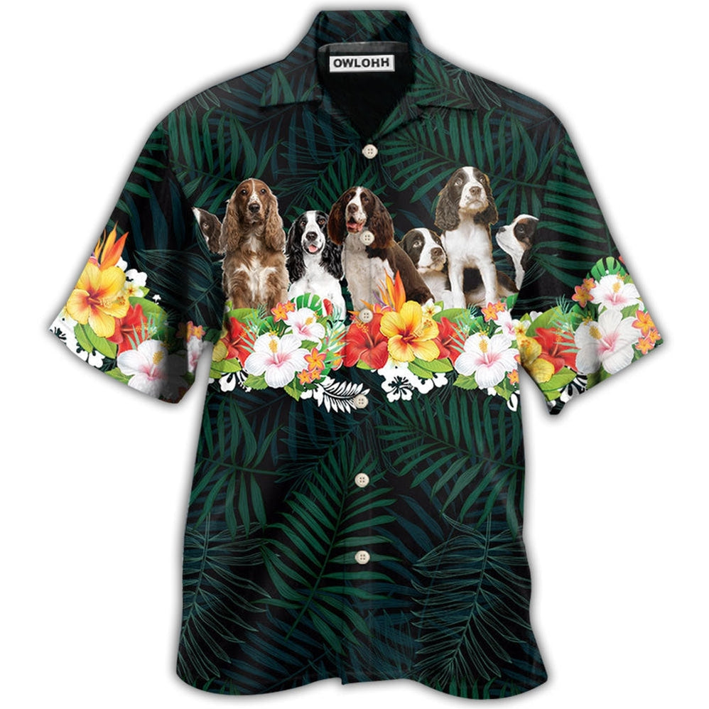 Hawaiian Shirt / Adults / S Springer Spaniel Dog Green Tropical Floral - Hawaiian Shirt 