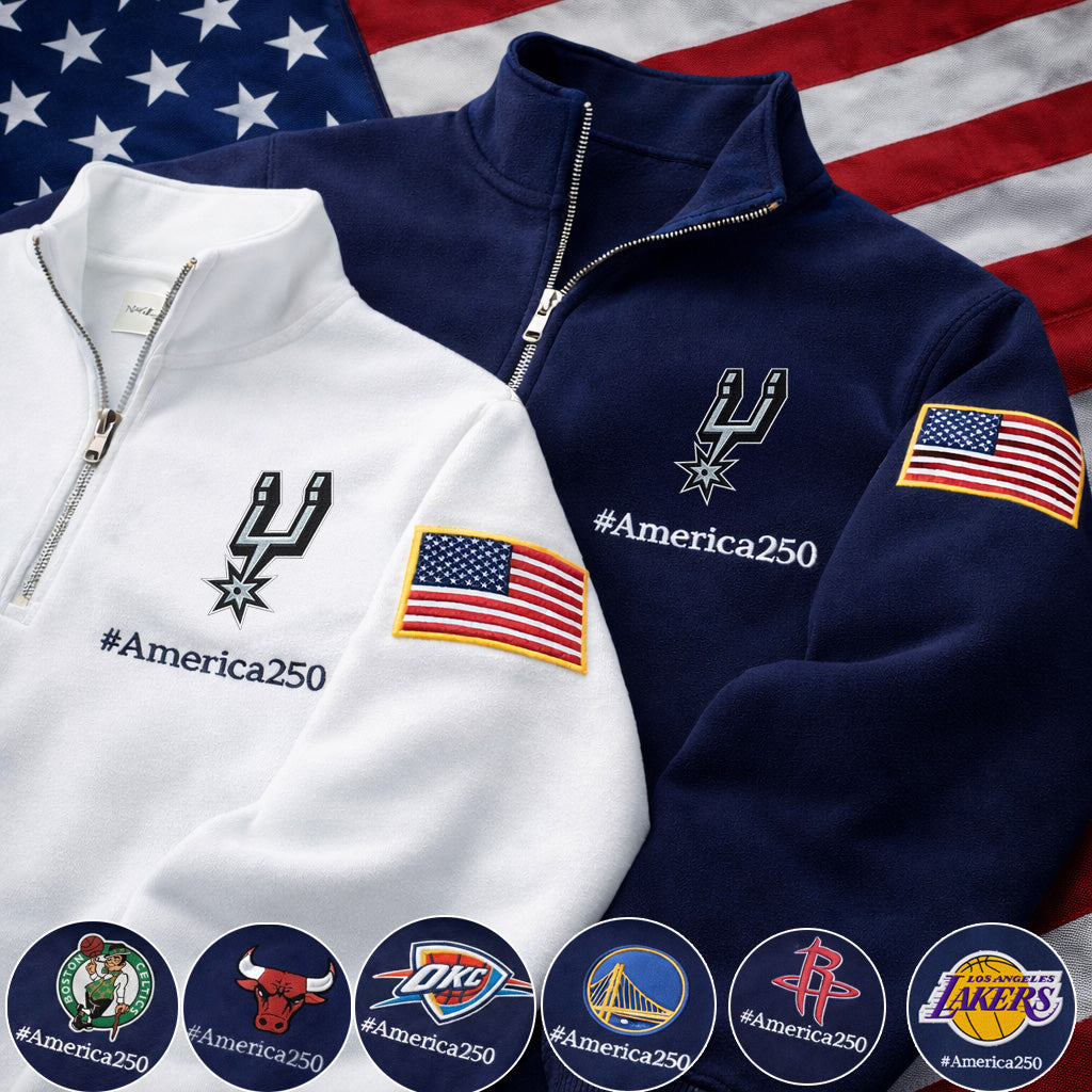 Football Logo America 250 Anniversary Embroidered Logo Premium Quarter Zip Sweatshirt, Inspired Quarter Zip Sweater