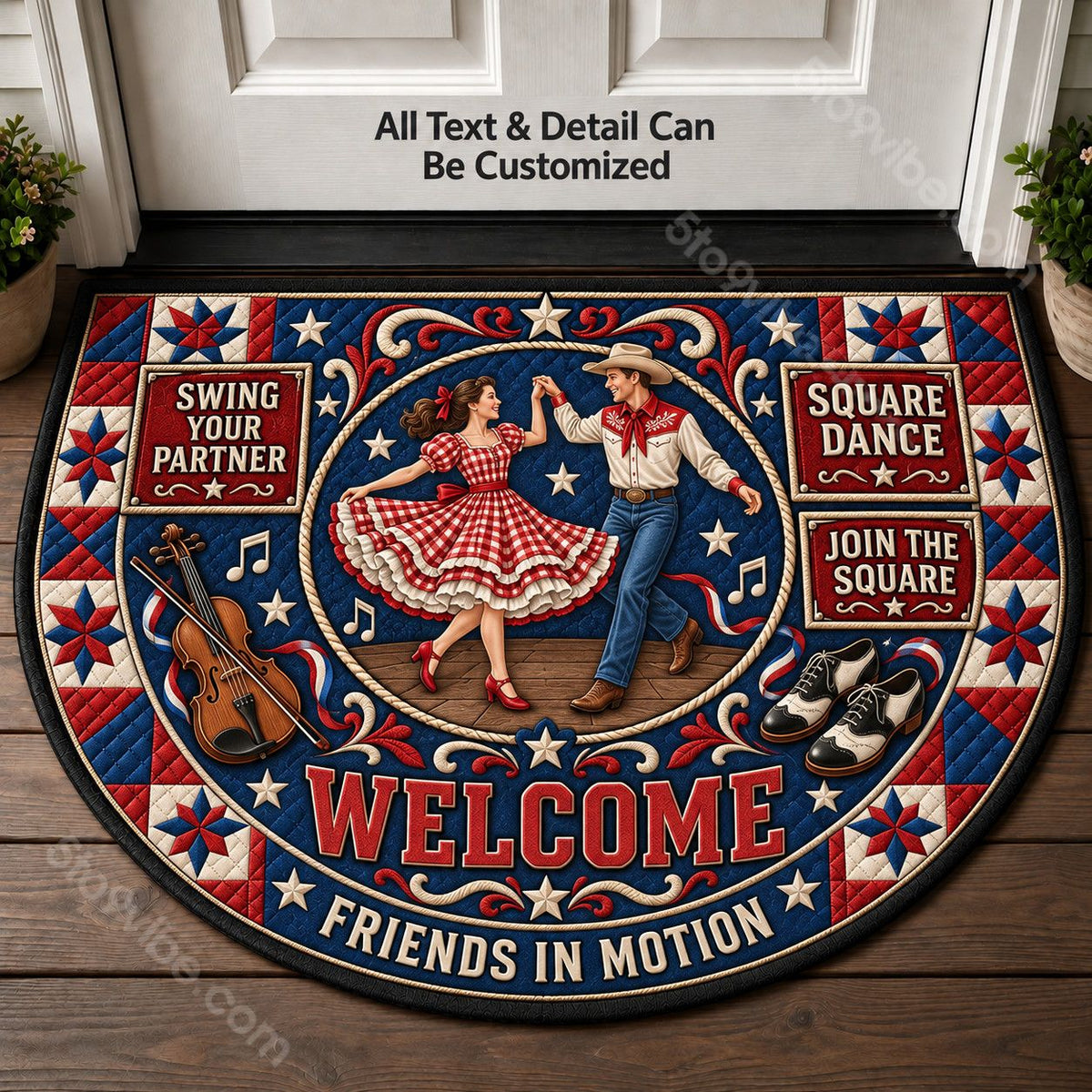 Square Dance Personalized Half Round Mat | 5To9Vibe