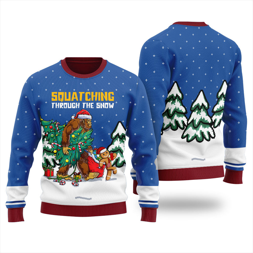 Bigfoot Christmas Ugly Sweater Womens