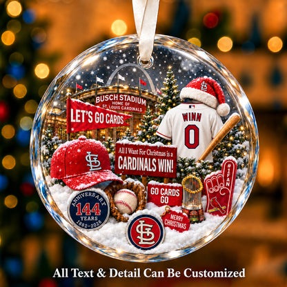 St. Louis Cardinals Jersey Snow Globe Glass Ornament