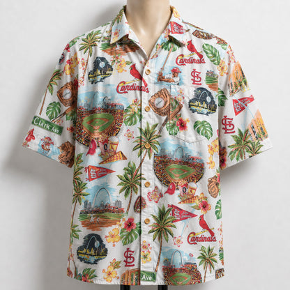 CC Baseball Teams Scenic Pattern Button-Up Unisex Hawaiian Shirt For Men and Women
