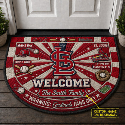 Official-Inspired Baseball Fan Custom Quilted Print Premium Welcome Mat Washable Black Border – Personalized Baseball Doormat