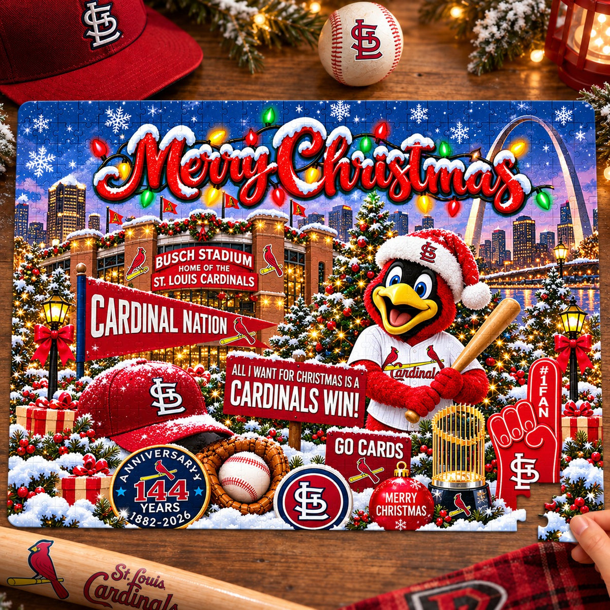 All Baseball Teams Baseball Stadium Personalized  Christmas Jigsaw Puzzle – Choose Your Team, 500 Pieces