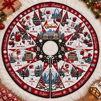 All Baseball Teams Vintage Players & Stadium Holiday Quilt Christmas Skirt Tree for Baseball Fans - 5To9Vibe