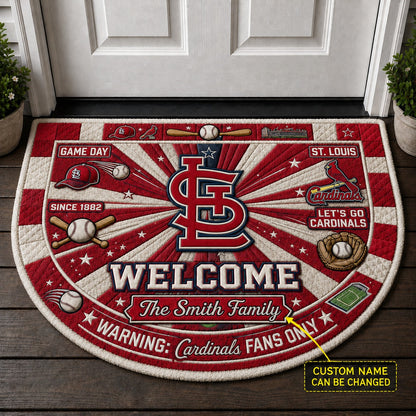 Official-Inspired Baseball Fan Custom Quilted Print Premium Welcome Mat Washable Black Border – Personalized Baseball Doormat
