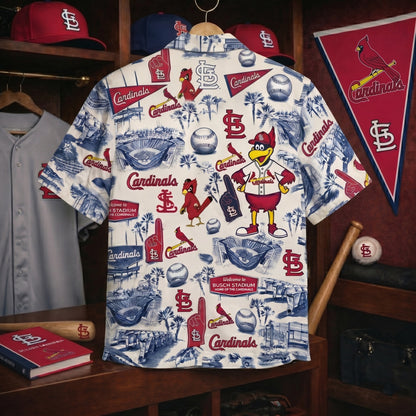 Camisa Hawaiana Unisex con Botones y Diseño de Estadio de Béisbol SLC "Legado Vintage"