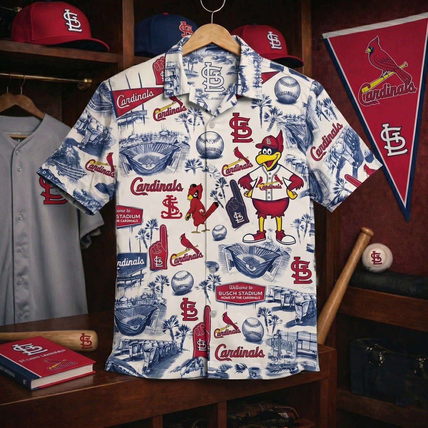Camisa Hawaiana Unisex con Botones y Diseño de Estadio de Béisbol SLC "Legado Vintage"