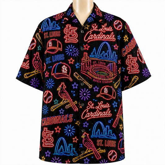 SLC Baseball Teams Neon Pattern Vibe Summer Party Button-Up Unisex Hawaiian Shirt For Men and Women