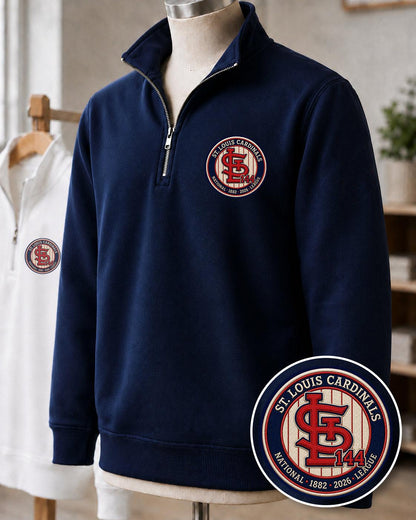 All Baseball Teams Embroidered Logo Anniversary  Premium Quarter Zip Sweatshirt, Inspired Quarter Zip Sweater, Unisex Baseball Sweatshirt