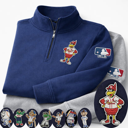 Mascots Baseball Team Embroidered Logo Premium Quarter Zip Sweatshirt, Inspired Quarter Zip Sweater, Unisex Baseball Sweatshirt