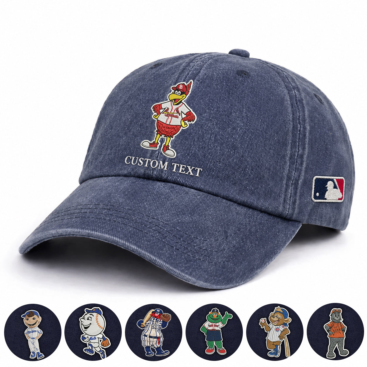 Mascots Baseball Cap All Teams Embroidered Logo Premium Wash Cap