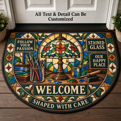 Stained Glass Personalized Half Round Mat | 5To9Vibe