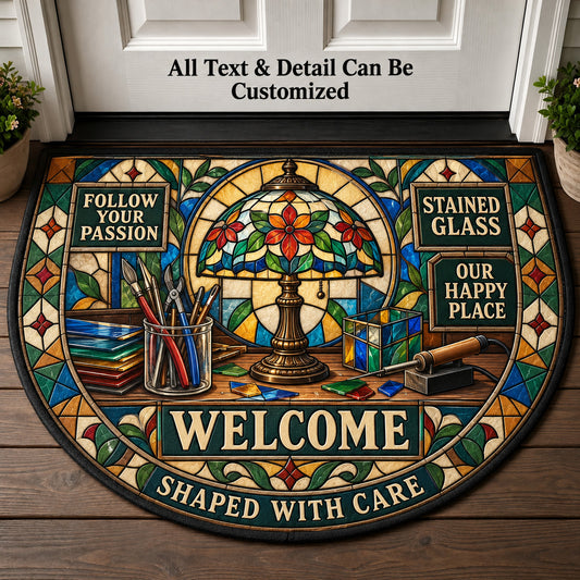Stained Glass Personalized Half Round Mat | 5To9Vibe