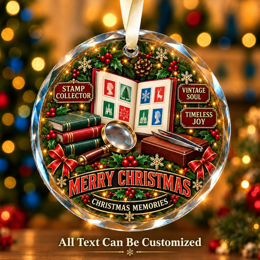 Stamp Collector Personalized Glass Ornament | 5To9Vibe