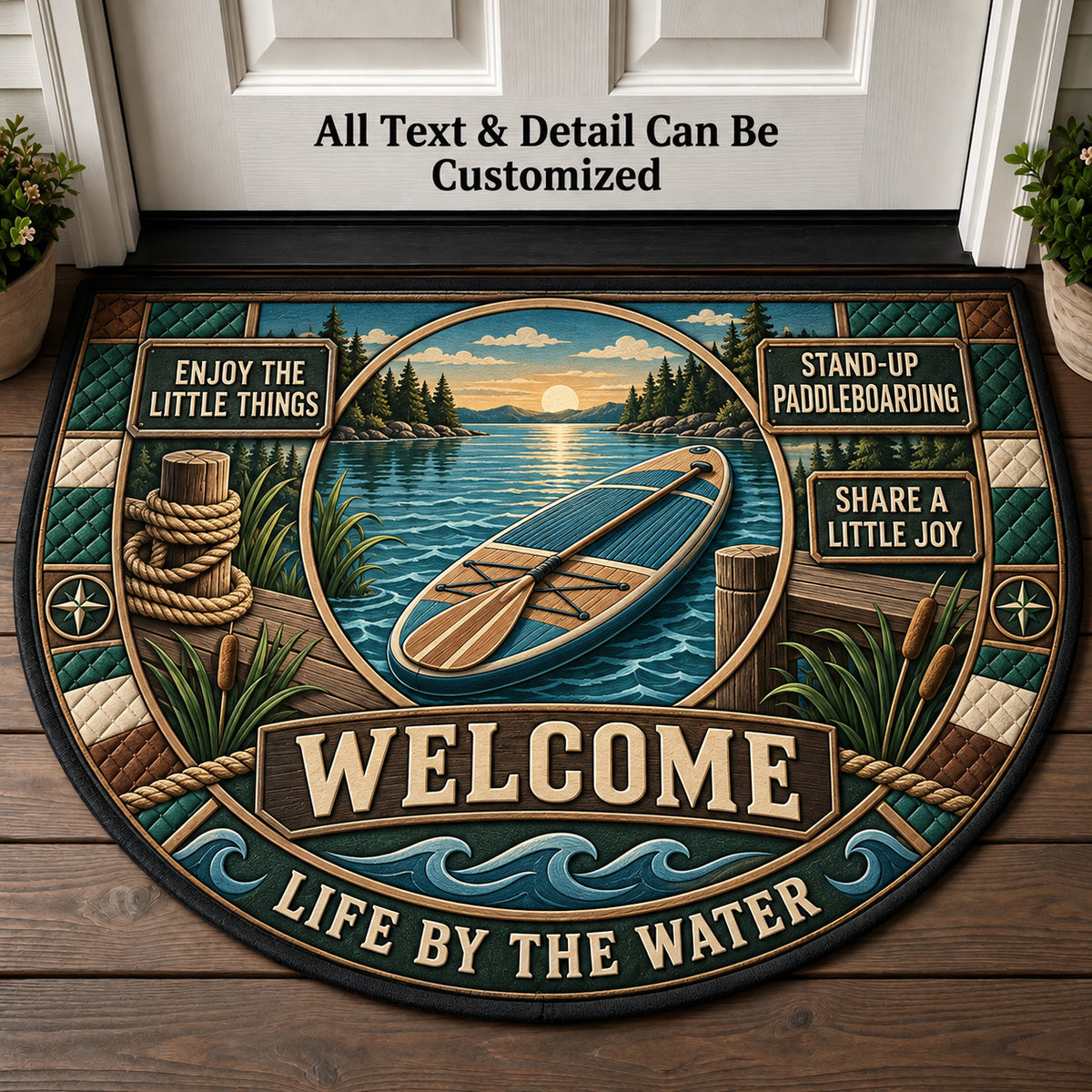 Stand-Up Paddleboarding Personalized Half Round Mat | 5To9Vibe