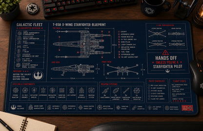 All Star Galaxy BluePrint Desk Mat Mouse Pad Plus Size Trending - 5to9vibe