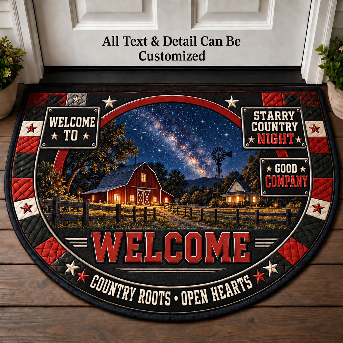 Starry Country Night Personalized Half Round Mat | 5To9Vibe