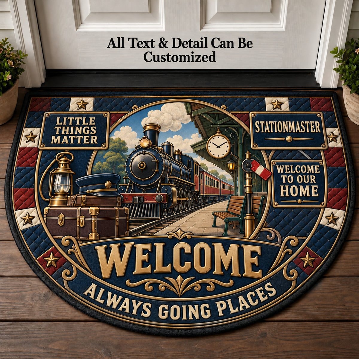 Stationmaster Personalized Half Round Mat | 5To9Vibe