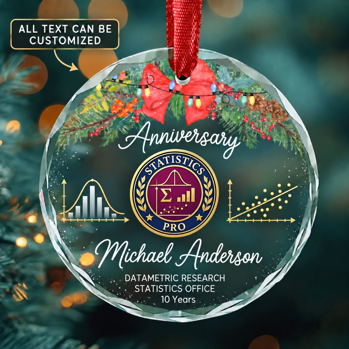 Statisticians Personalized Glass Ornament | 5To9Vibe