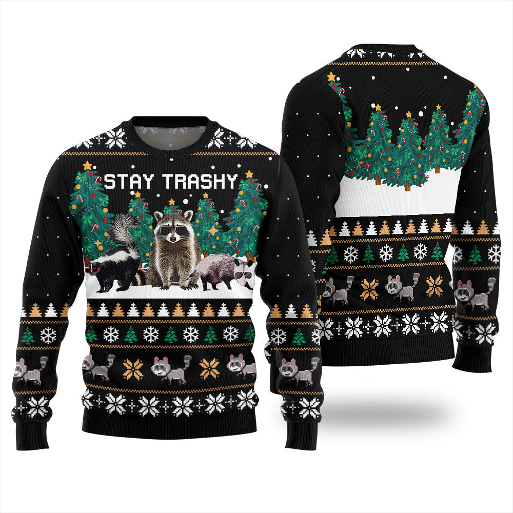 Stay Trashy Critter Christmas Sweater