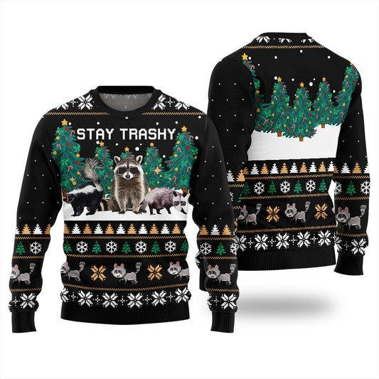 Stay Trashy Critter Christmas Sweater