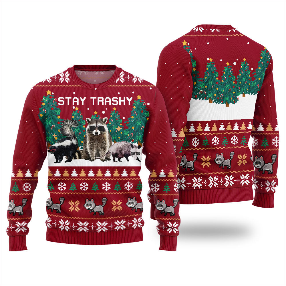 Stay Trashy Critter Christmas Sweater