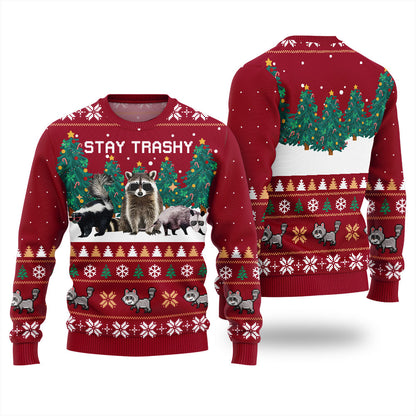 Stay Trashy Critter Christmas Sweater