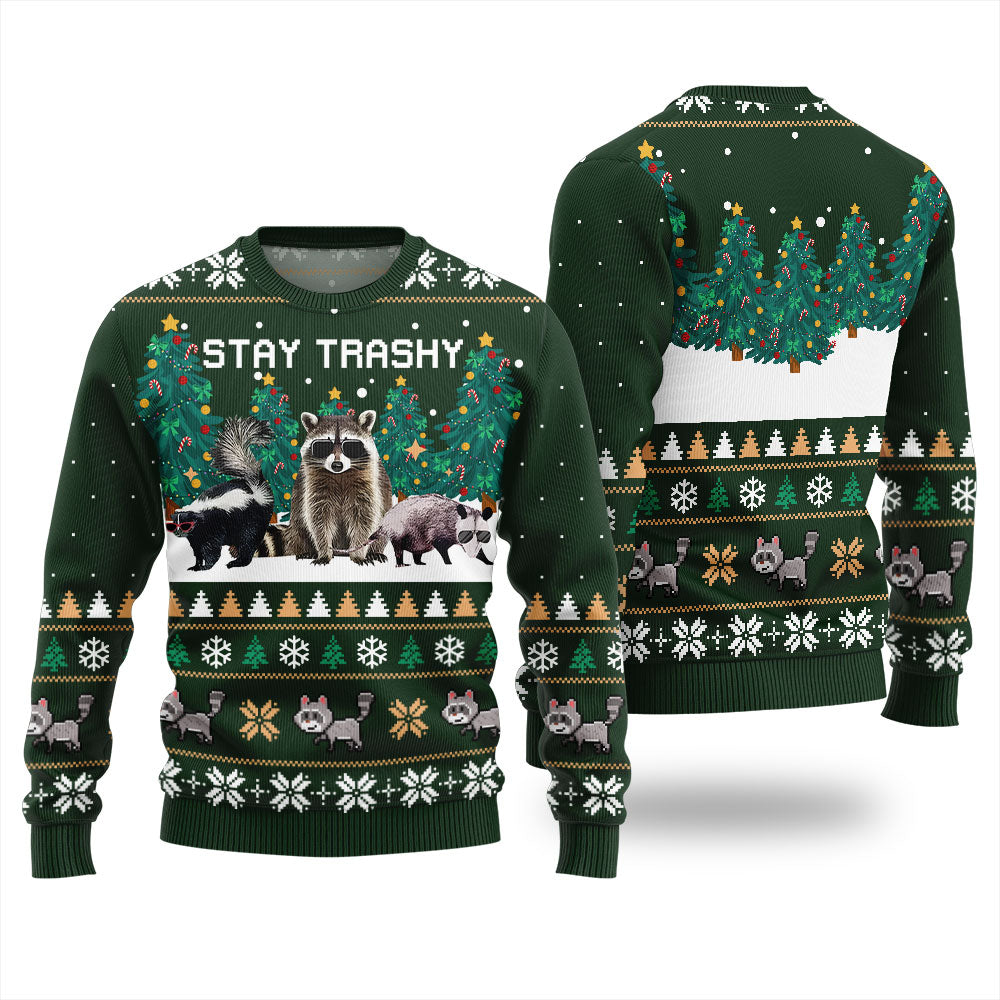 Stay Trashy Critter Christmas Sweater