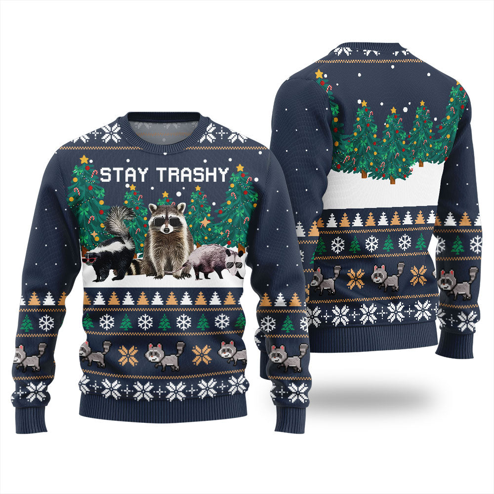 Stay Trashy Critter Christmas Sweater