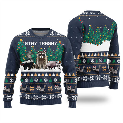 Stay Trashy Critter Christmas Sweater