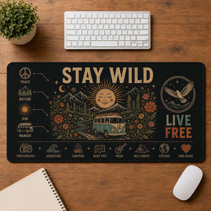 Flower Power Hippie Desk Mat Mouse Pad | 5To9Vibe - Stay Wild style