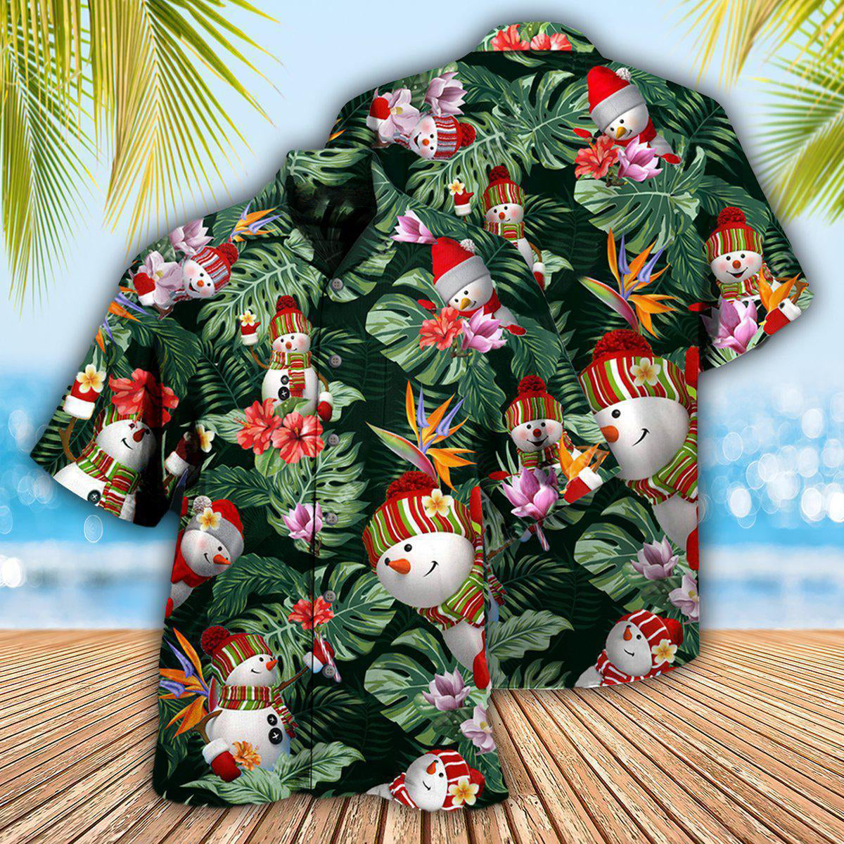 Snowman Stay Cool Tropical Leaf - Hawaiian Shirt 