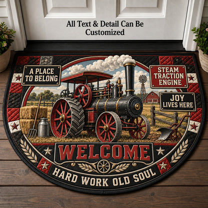 Steam Traction Engine Personalized Half Round Mat | 5To9Vibe