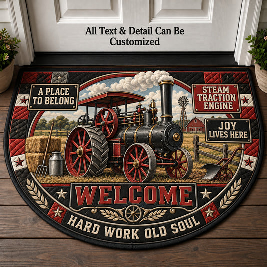 Steam Traction Engine Personalized Half Round Mat | 5To9Vibe
