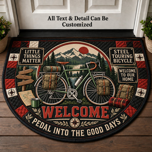 Steel Touring Bicycle Personalized Half Round Mat | 5To9Vibe