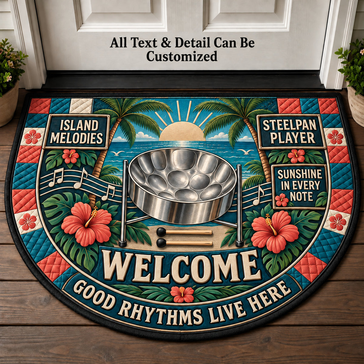 Steelpan Player Personalized Half Round Mat | 5To9Vibe