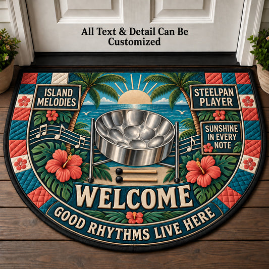 Steelpan Player Personalized Half Round Mat | 5To9Vibe