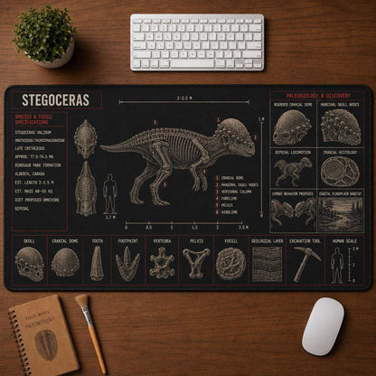 Stegoceras Dinosaur Blueprint Desk Mat | 5To9Vibe