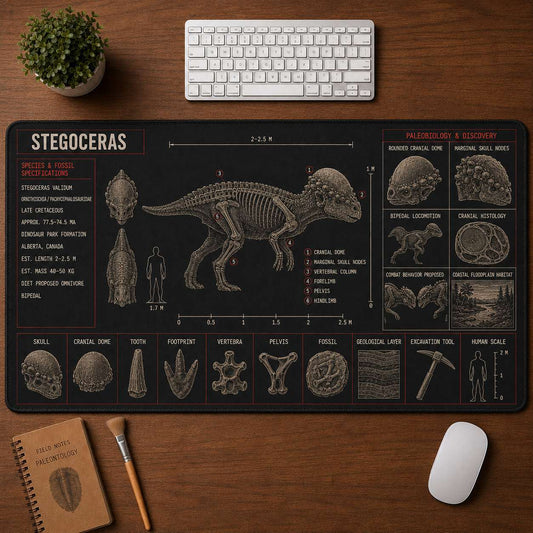 Stegoceras Dinosaur Blueprint Desk Mat | 5To9Vibe